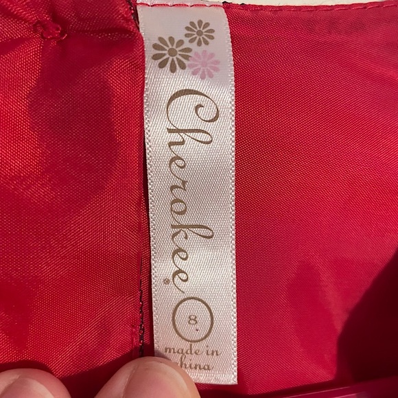 EUC Red Shimmery Holiday Dress with Sparkle Gems Size 8 - Picture 7 of 7